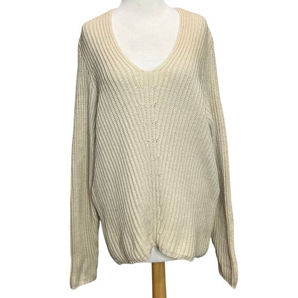 Acne Studios Deborah Wool Sweater Womens XS Beige Tan Ribbed Oversized Slouchy - Picture 1 of 16